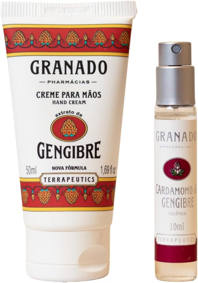 Granado Kit, Terrapeutics, Creme de mãos 50g e Colônia 10ml, Cardamomo & Gengibre